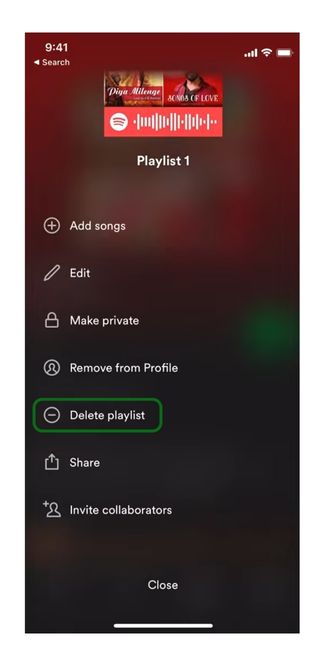Delete playlist  On Spotify