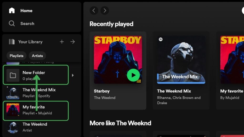 Drag Spotify Playlists to New Folder