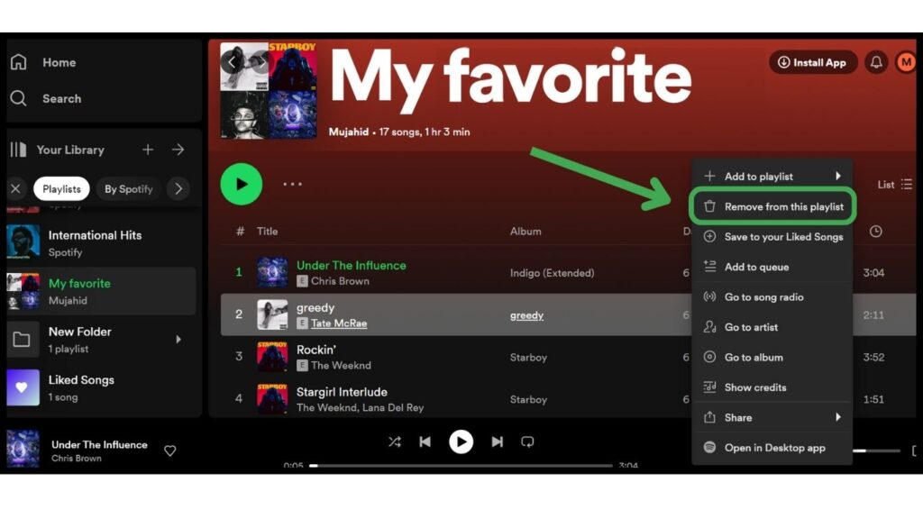 Remove from this playlist on Spotify Desktop