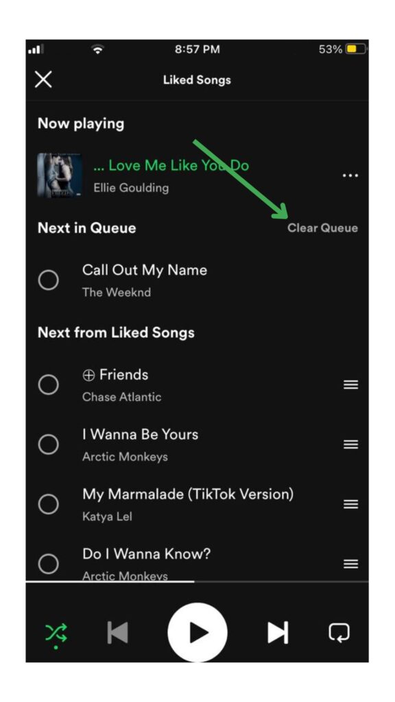 Clear Queue Songs Spotify