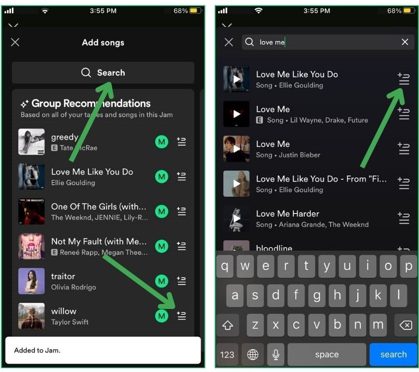 Search and Add Songs to Spotify Jam