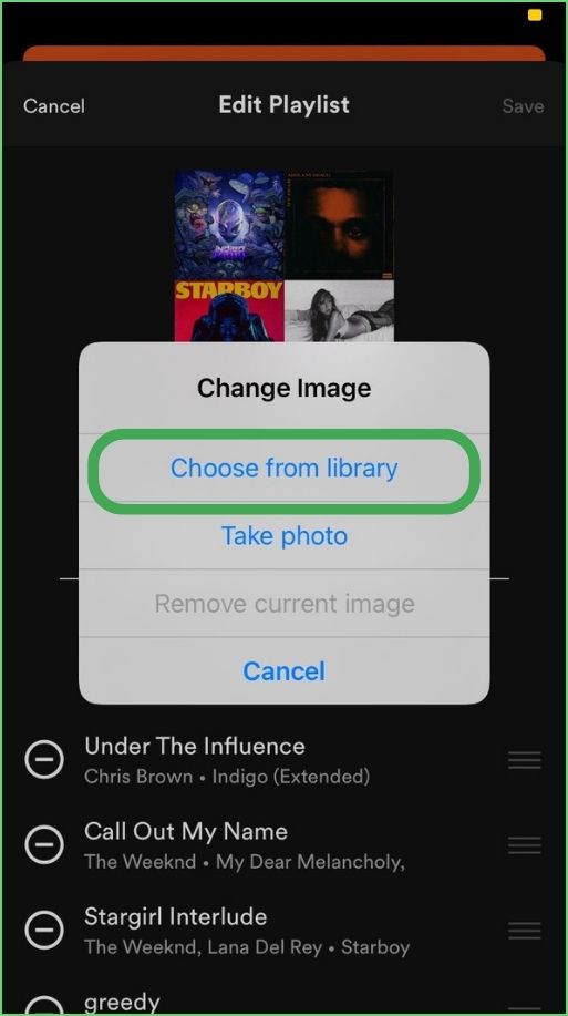 Choose from library on Mobile
