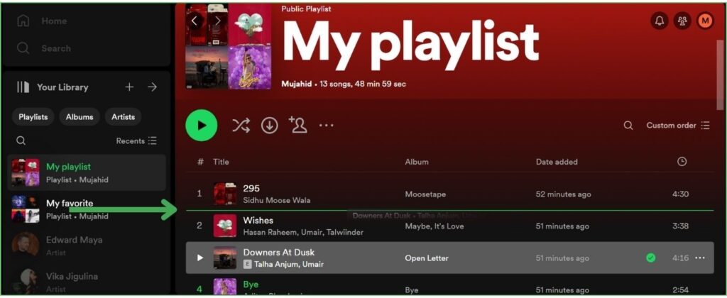 Drag and Drop Song on Spotify Desktop