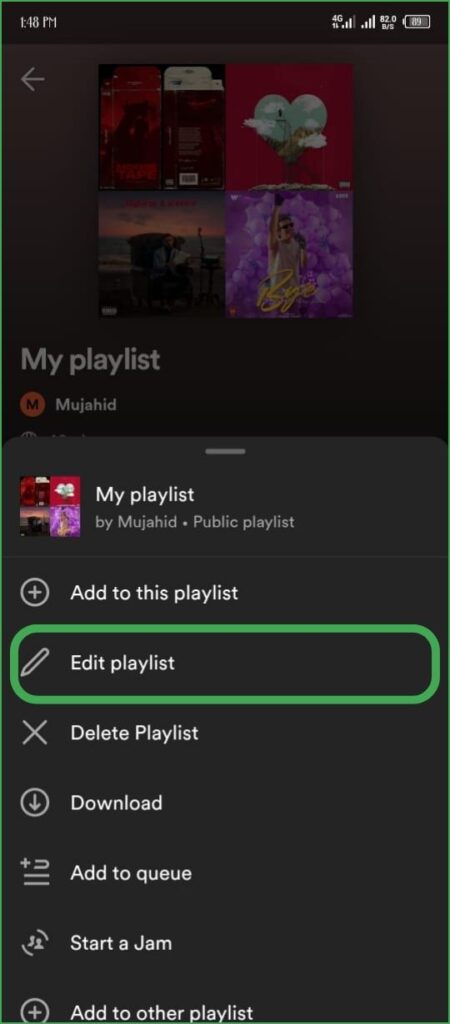 Edit Spotify Playlist on mobile