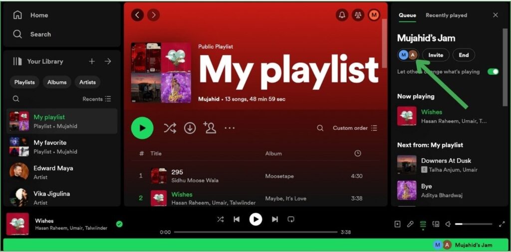 Friends in Spotify Jam On Desktop