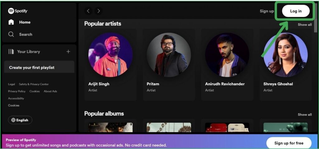 Log in Spotify Account