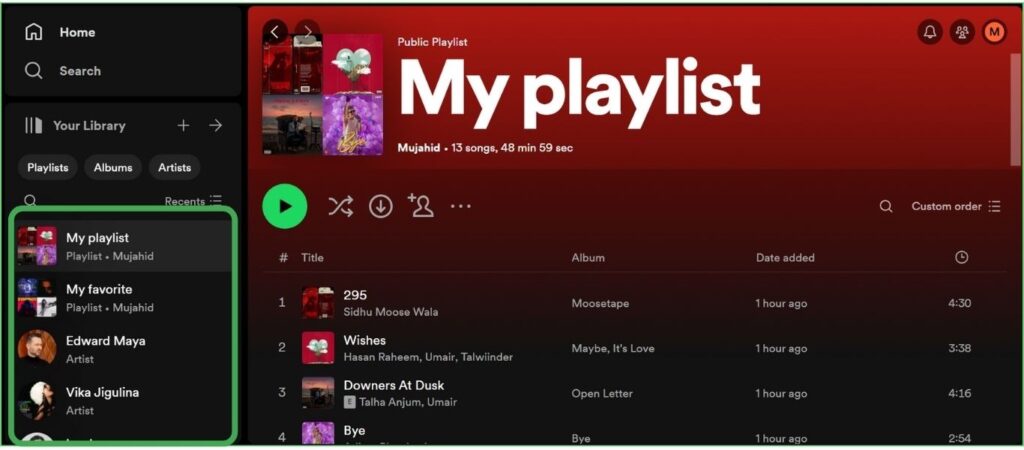 Select Spotify Playlist on Desktop