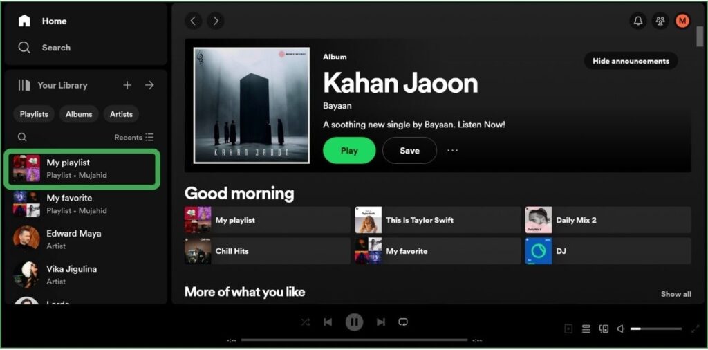Select Spotify Playlist on Desktop 
