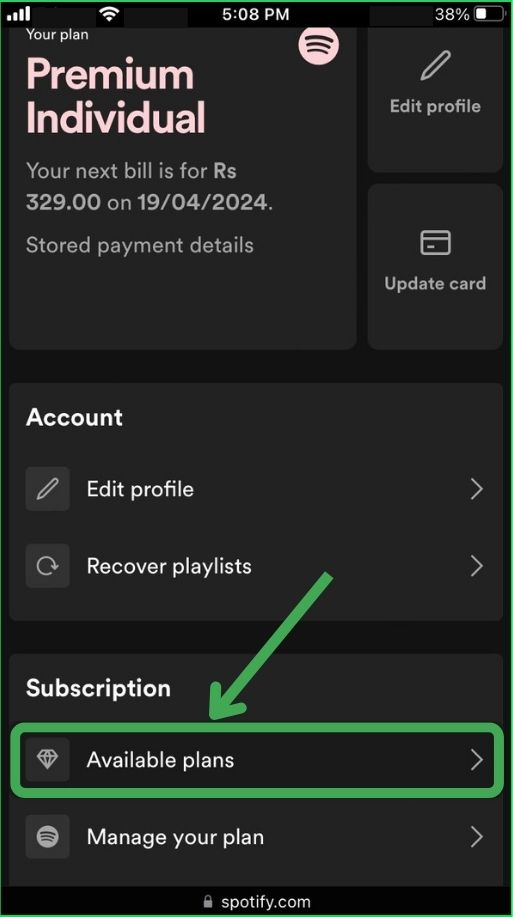 Spotify Available Plans