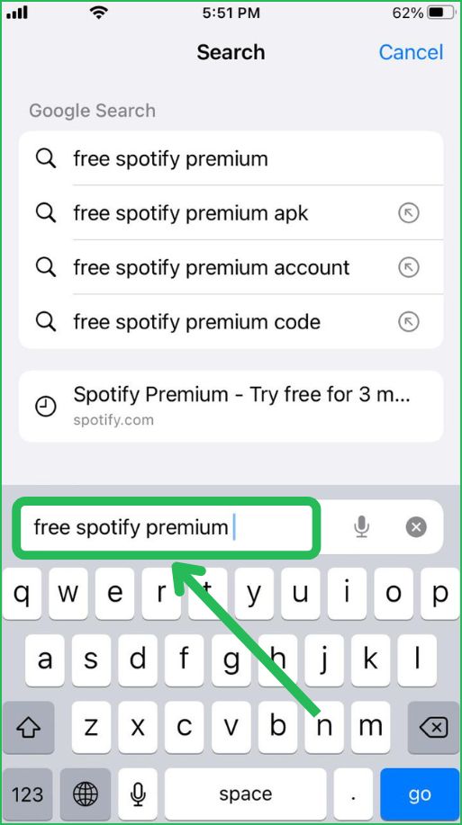 Search Free Spotify Premium on Mobile