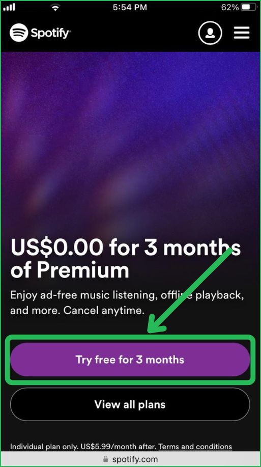 Try Free for 3 Months Spotify