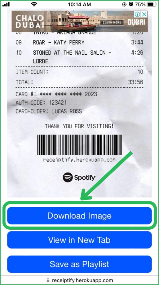 Receiptify Download Image