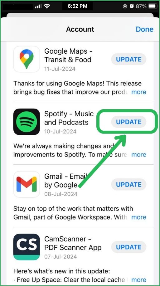 Update Spotify App